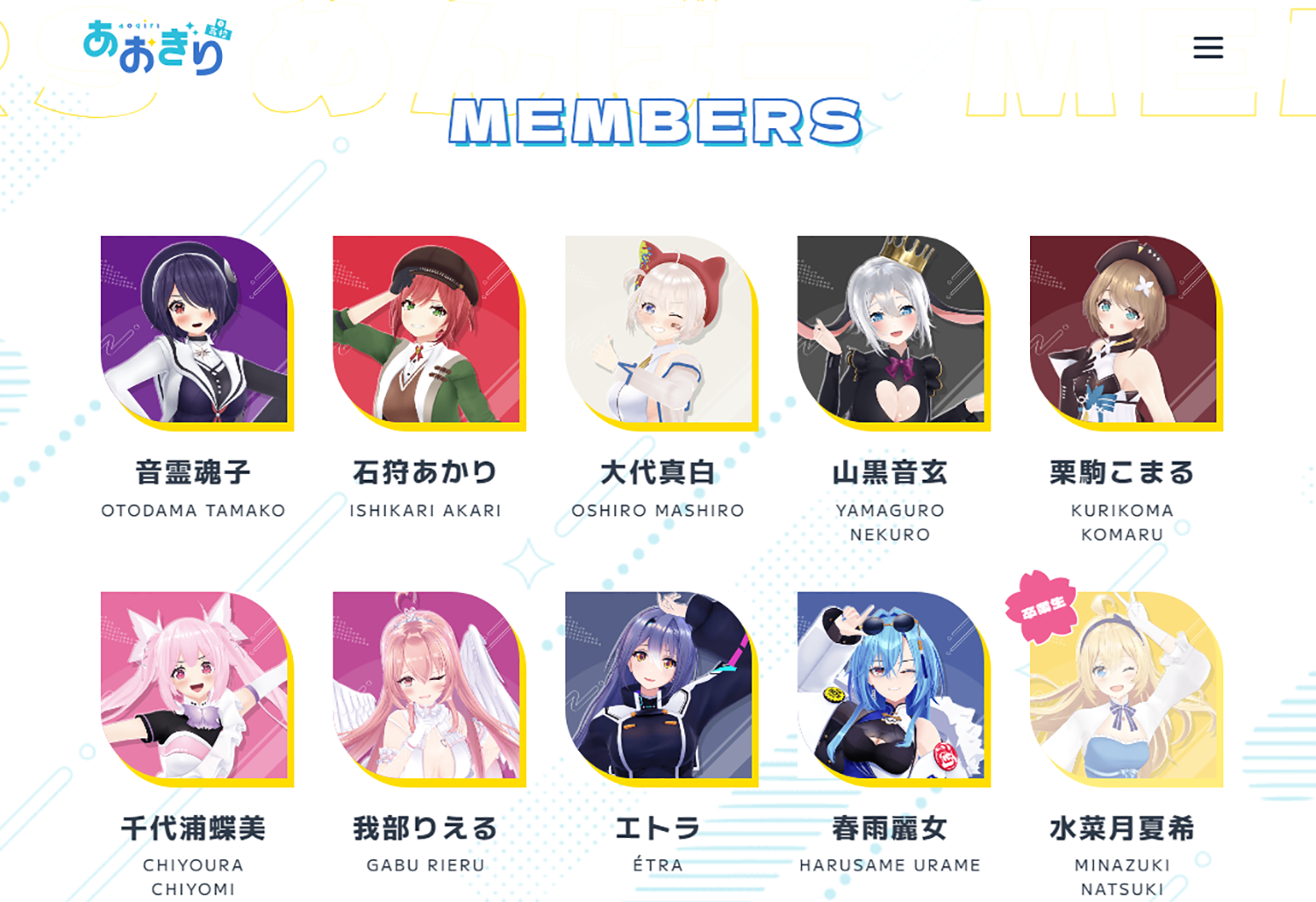 あおぎり高校 メンバー