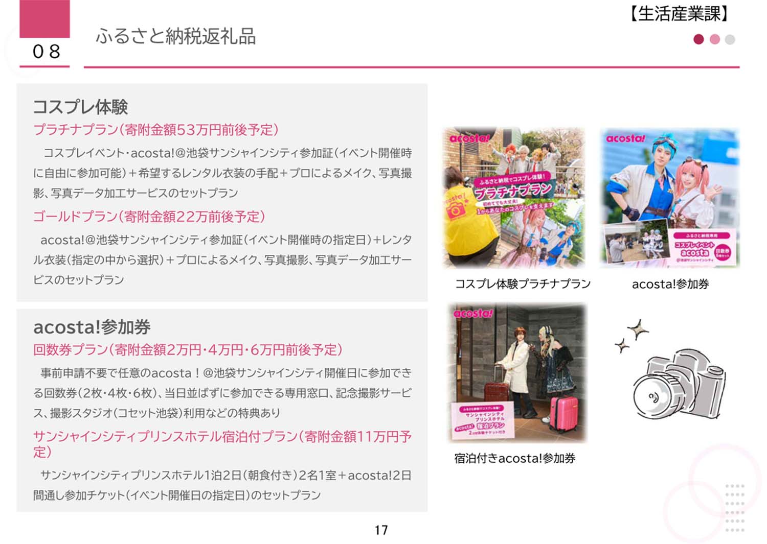 豊島区 池袋 acosta ふるさと納税 返礼品 コスプレ