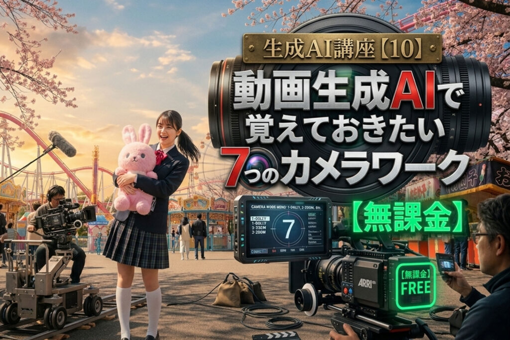 生成AI講座【10】動画生成AIで覚えておきたい7つのカメラワーク【無課金】