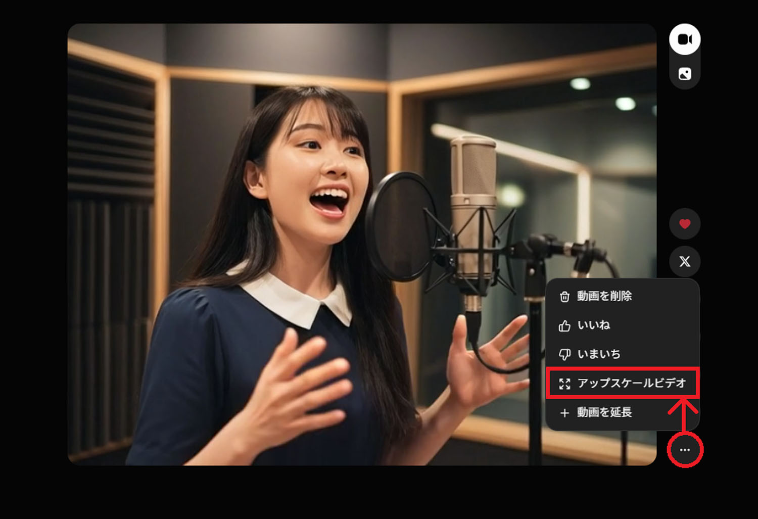 Grok Imagine　生成AI 　延長　12秒　30秒　720p　アップスケール　カメラワーク　